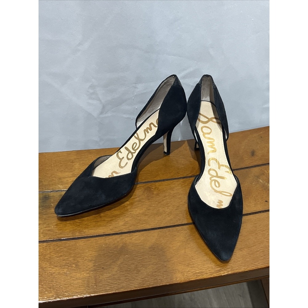 Sam Edelman Delilah Womens Size 7 M Black Suede Heels Pointed Toe Pumps Office - Picture 1 of 6